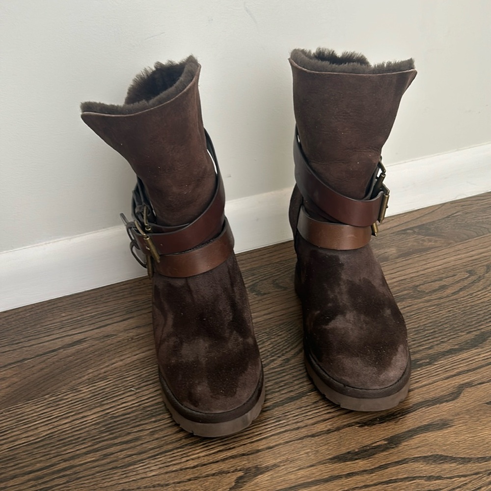 ASH shearling wedge boot